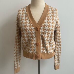 Buffalo David Bitton Camel and White Houndstooth Cardigan